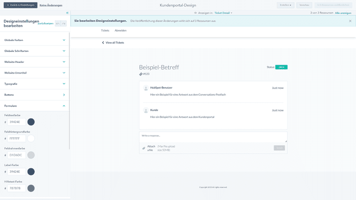 Das Design und die Inhalte des Kundenportals können Sie vielfältig anpassen