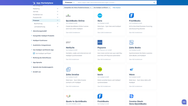 Von HubSpot zertifizierte Apps