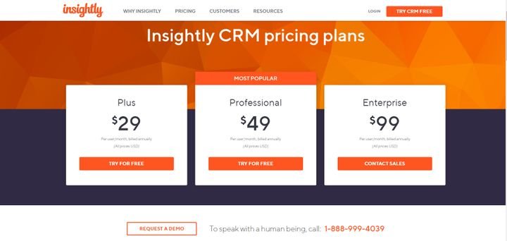 Insightly bekommen Sie in den drei Tarifen “Plus”, “Professional” und “Premium”