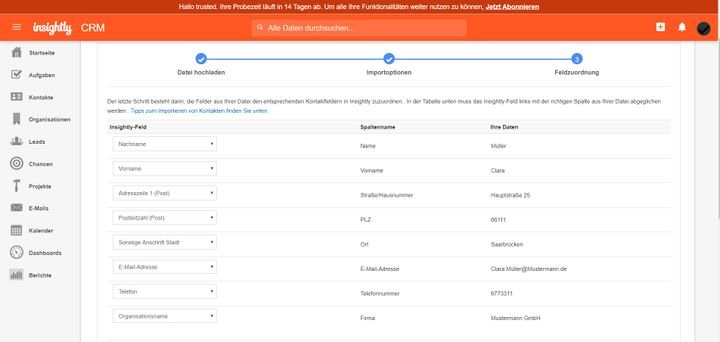 Laden Sie Ihre Kontakte mit dem schnellen CSV-Import einfach in Insightly hoch