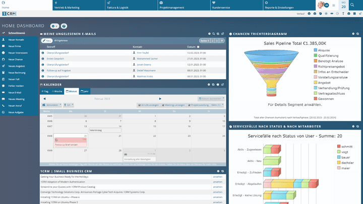 1CRM ist eine kostenlose CRM-Software mit breitem Anwendungsgebiet und eignet sich für viele Use-Cases