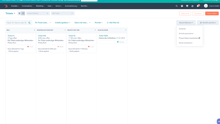 HubSpot ist eine All-in-One-CRM-Software und verfügt mit der Service Hub über ein starkes Ticket-System