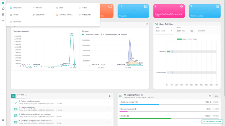 Ein Blick auf die Startseite unserer Testversion: Lime präsentiert sich farbenfroh und dennoch übersichtlich