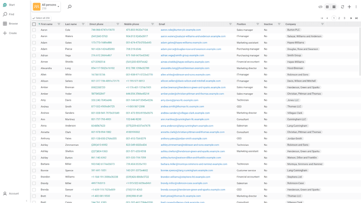 Alle Personen-Kontakte in der für Lime typischen Listenansicht