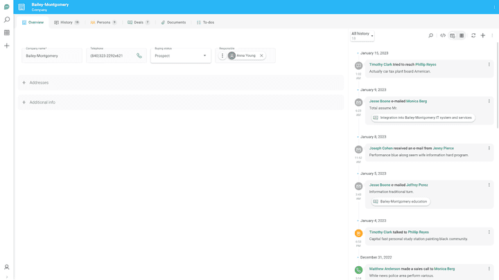 Mit einem Klick öffnen Sie Detailansichten zu Companies und Personen und erhalten so weitere Informationen