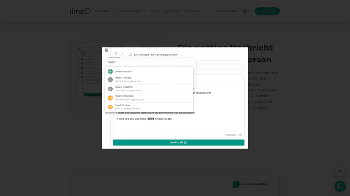 Mit Lime Communication Flow integrieren Sie ein Kommunikations-und Helpdesk-Tool in Ihre CRM-Oberfläche