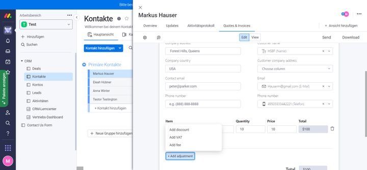 Mit der App “Quotes & Invoices” erstellen Sie Angebote und Rechnungen für Ihre Kontakte