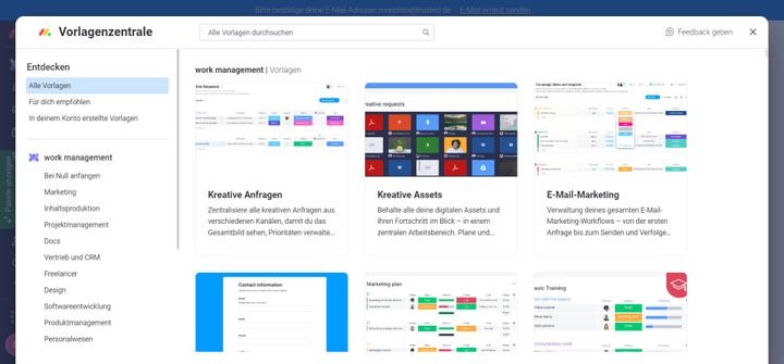 Vordefinierte Vorlagen erleichtern Ihnen die Arbeit mit monday sales CRM