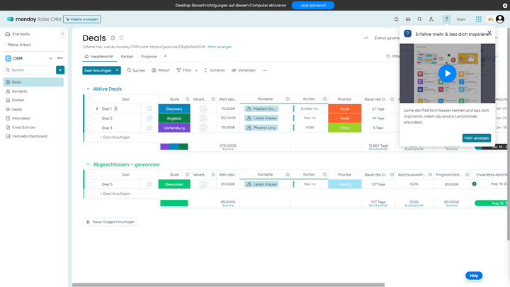 Eine Übersicht der Startseite während des Onboarding-Prozesses