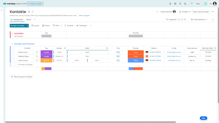 Mit wenigen Klicks passen Sie das Kontakt-Board an und erstellen eigene Segmente