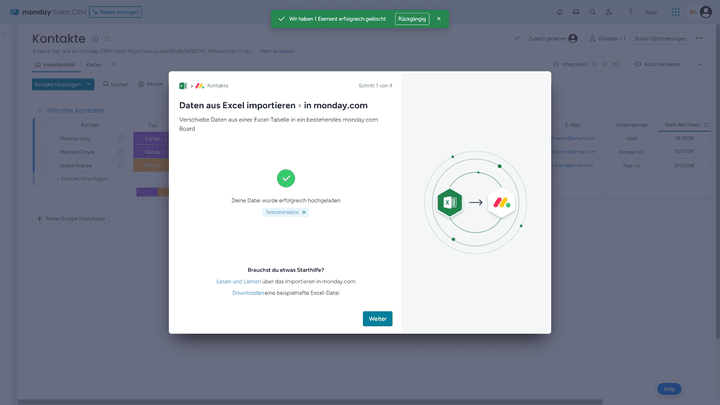 Der Massenimport funktioniert einwandfrei mit den Formaten CSV und XLSX