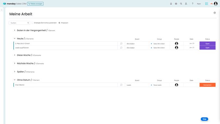 “Meine Arbeit” zeigt Ihnen alle anstehenden Aufgaben im Wochenverlauf und darüber hinaus