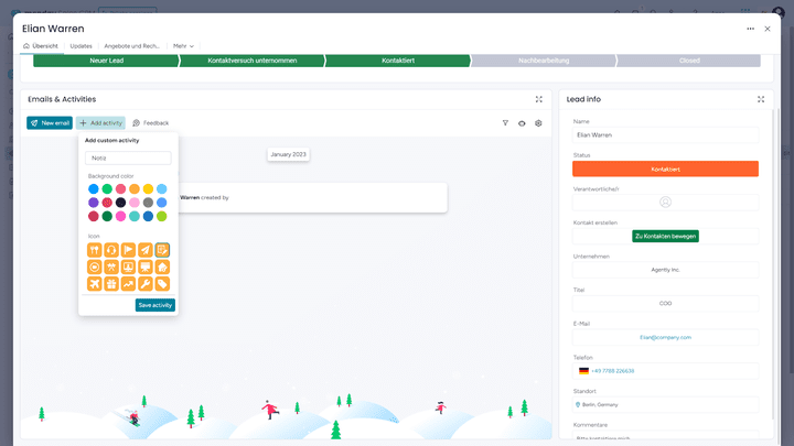 Eigene Aktivitäten erstellen Sie mit wenigen Klicks und ordnen einen individuellen Farbcode zu