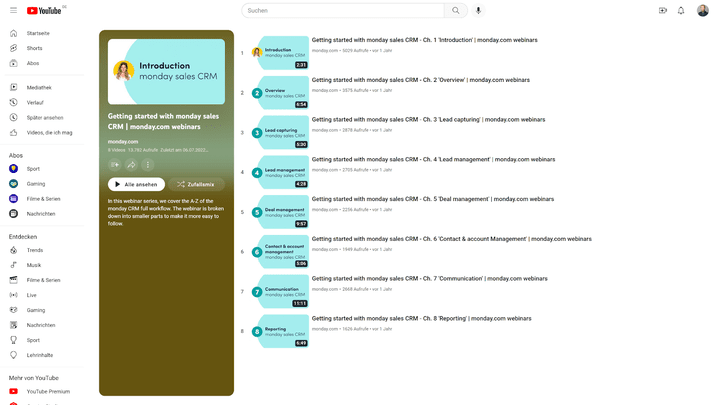 Viele Video-Tutorials sind auch direkt über YouTube abrufbar