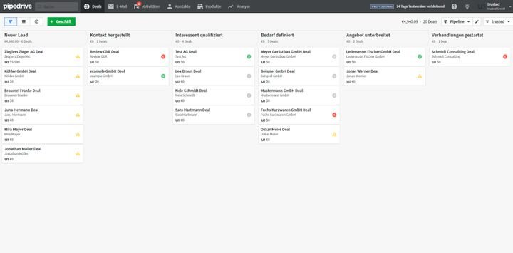In der Sales-PIpeline haben Sie immer den Überblick über Ihre aktuellen Deals und Opportunities