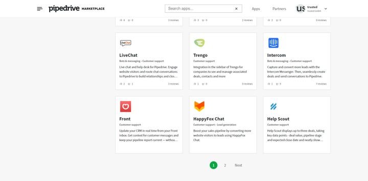 Support- und Service-Tools wie Helpdesks und Co. sind im Marketplace schnell in Pipedrive integriert
