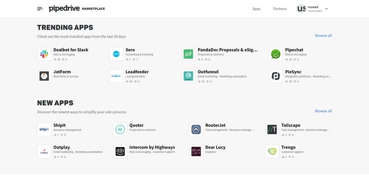 Im Pipedrive-Marketplace finden Sie nützliche Schnittstellen und Integrationen zu vielen verschiedenen Tools