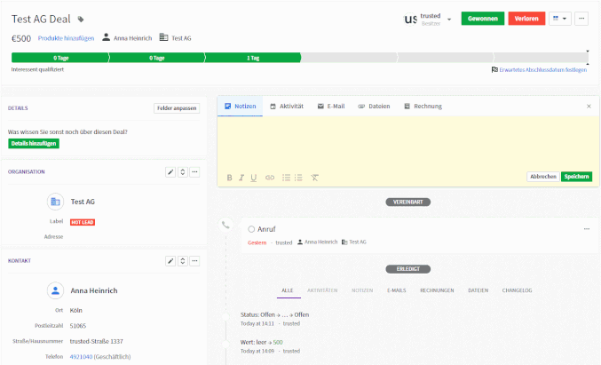 Pipedrive hilft Ihnen dabei, Ihre Deals schnell zu einem gelungenen Abschluss zu bringen - und feiert das auch noch mit Ihnen