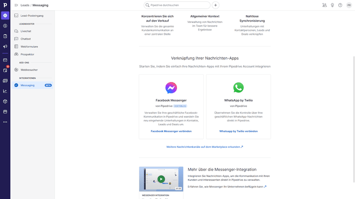 In einer Beta-Version funktioniert mittlerweile auch die Verknüpfung mit bekannten Messenger-Diensten