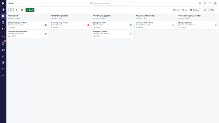 Zentrales Nervensystem von Pipedrive sind die Sales-Pipelines, die uns während jeder Verkaufsphase supporten