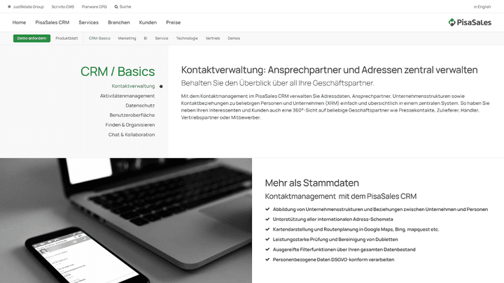 PisaSales bietet alle nötigen Werkzeuge für eine saubere und datenschutzkonforme Kontaktverwaltung