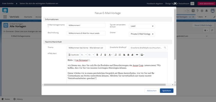 Erstellen Sie E-Mail-Vorlagen für Ihre Kunden- und Lead-Kommunikation