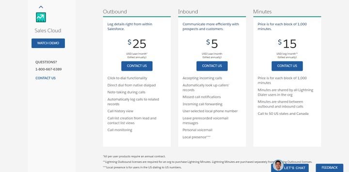 Das hauseigene Telefonsystem Lightning Dialer bekommen Sie als optionales Addon gegen einen Aufpreis