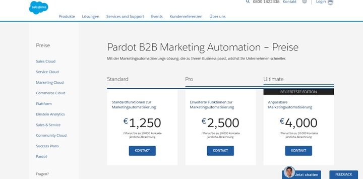 Die Pardot Marketing Automation von Salesforce bekommen Sie als eigenständiges Modul