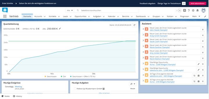 Die Benutzeroberfläche von Salesforce ist trotz der Funktionsvielfalt sauber und das Tool einfach zu bedienen