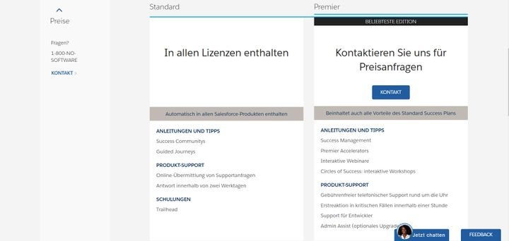Premium-Support kostet bei Salesforce extra