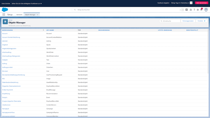 Mit dem Objekt-Manager erstellen Sie als Admin benutzerdefinierte Felder und Objekte