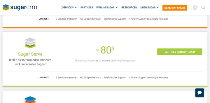 Die Preise und Konditionen von Sugar Serve im Überblick