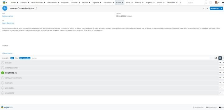Integrieren Sie Ihr E-Mail-Postfach in SugarCRM um Nachrichten zu empfangen und zu versenden