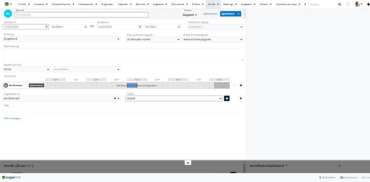 Mit SugarCRM planen Sie Ihre Verkaufsgespräche sehr genau