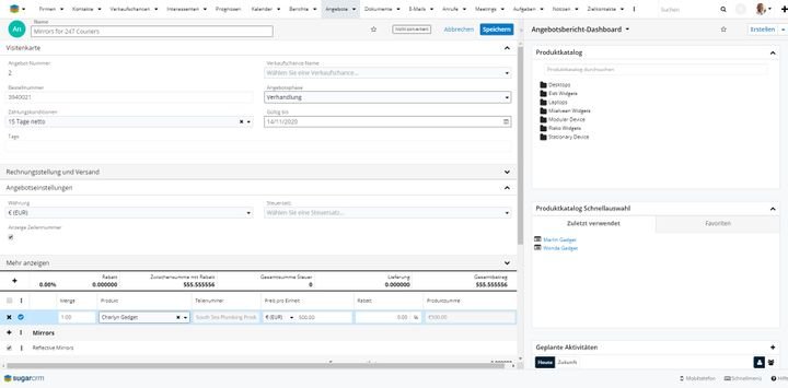 Erstellen Sie Angebote und Rechnungen ganz schnell und einfach in SugarCRM