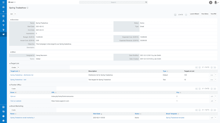 Für erweiterte Kampagnen- und Marketingfunktionen müssen User auf Sugar Market zurückgreifen