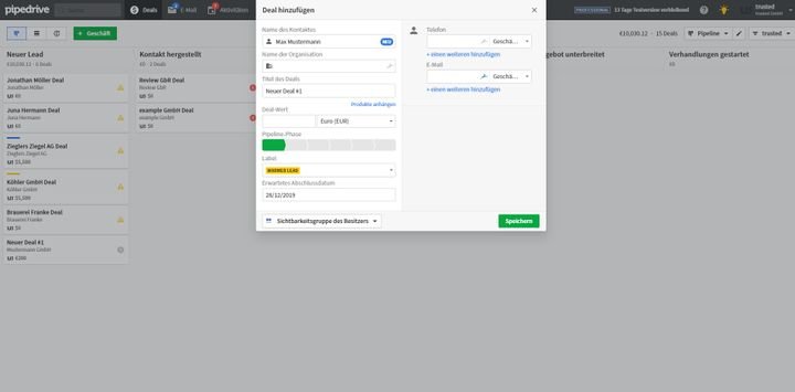 Pipedrive gehört dank seiner einfachen Usability und dem günstigen Einstieg zu den besten Vertriebstools für KMU