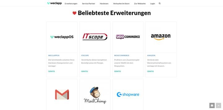 Einige der beliebtesten Schnittstellen für weclapp finden Sie im weclapp Community Store