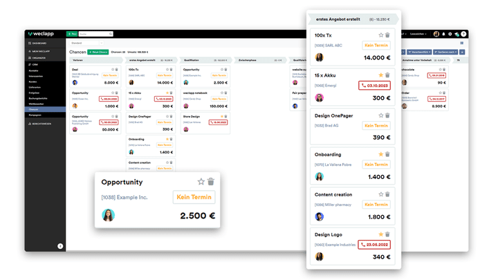 Der Lead-Funnel in weclapp organisiert Ihre Leads und Opportunities