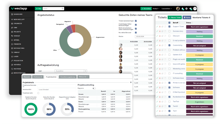 Das Projektmanagement in weclapp in der Übersicht