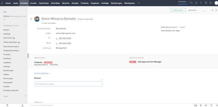 Jeder Lead und Kontakt hält eine Vielzahl von Informationen für Sie parat