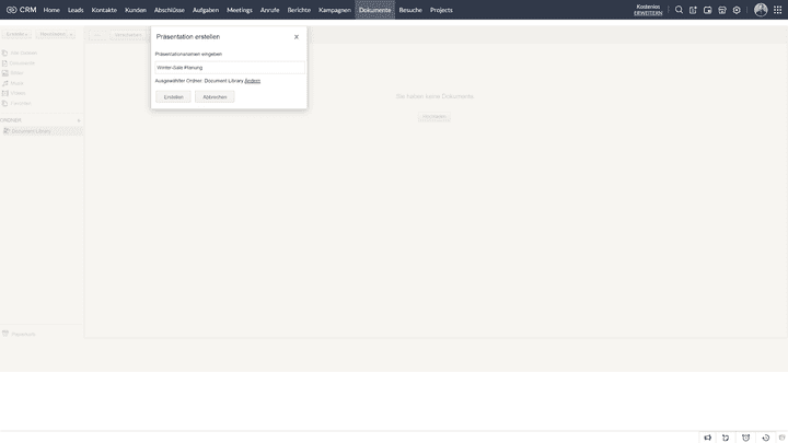 In der Dokumentenbibliothek hinterlegen Sie alle Dokumente, die Sie für die Kampagnenerstellung benötigen
