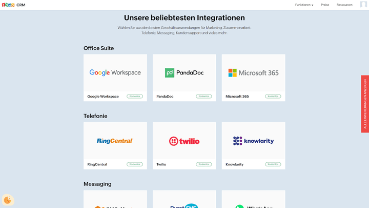 Einige der beliebtesten Integration für Zoho CRM