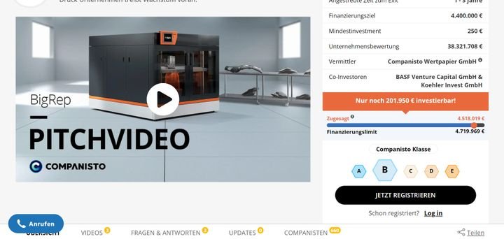 Die Companisto Klasse soll das Risiko eines Totalausfalls angeben, ist allerdings ein wenig schwammig und subjektiv
