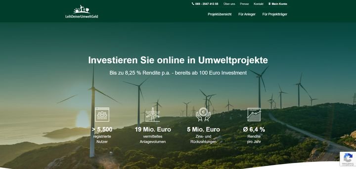 Auf LeihDeinerUmweltGeld vergeben Sie private Kredite an nachhaltige Projekte