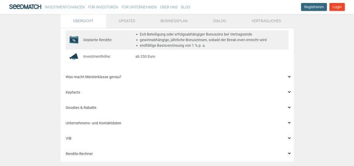Die Projektübersichten auf Seedmatch verraten Ihnen das Nötigste zu den Projekten und Konditionen