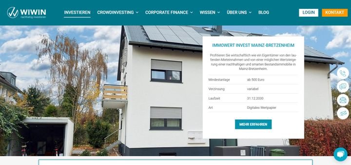 Auf WIWIN investieren private Anleger:innen in nachhaltige Bau- und Energie-Projekte oder nachhaltige Produkte deutscher Startups und Unternehmen