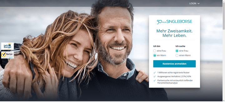 Bei 50plus Singlebörse ist der Name Programm; hier finden Singles über 50 neue Freundschaften und Beziehungen dank Matching-Algorithmus und automatischen Partnervorschlägen