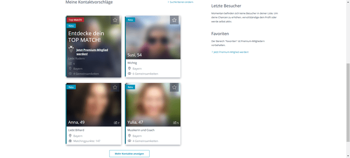 Die Plattform schlägt dir regelmäßig neue Profile vor, die zu deinen Suchkriterien passen und spannend für dich sein könnten