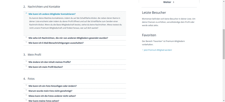Der FAQ-Bereich ist für kleine Probleme eine gute erste Anlaufstelle; willst du allerdings direkt mit dem Team von 50plus Singlebörse in Kontakt treten, klappt das nur per E-Mail
